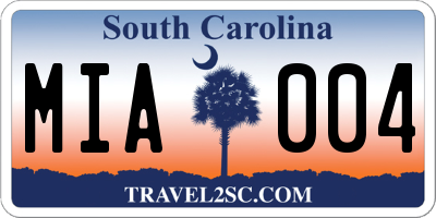 SC license plate MIA004