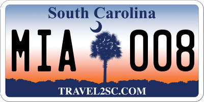 SC license plate MIA008