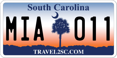SC license plate MIA011