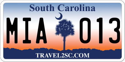 SC license plate MIA013