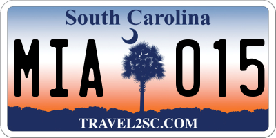 SC license plate MIA015