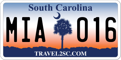 SC license plate MIA016