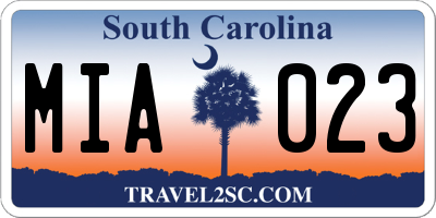 SC license plate MIA023