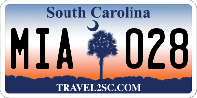 SC license plate MIA028