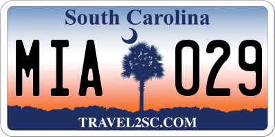 SC license plate MIA029