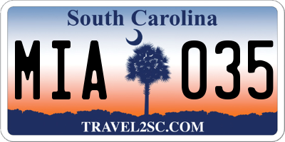 SC license plate MIA035