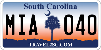 SC license plate MIA040