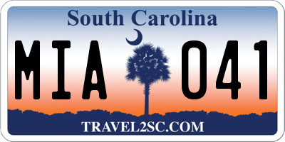 SC license plate MIA041
