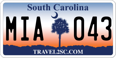 SC license plate MIA043