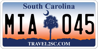 SC license plate MIA045