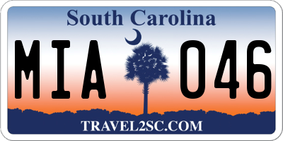 SC license plate MIA046