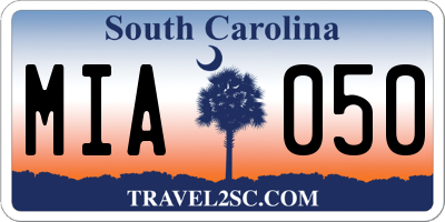 SC license plate MIA050