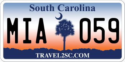 SC license plate MIA059