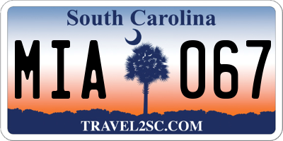 SC license plate MIA067