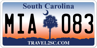 SC license plate MIA083