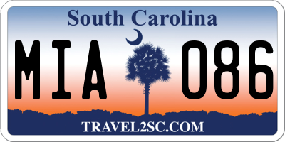 SC license plate MIA086