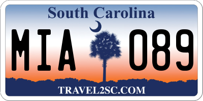 SC license plate MIA089