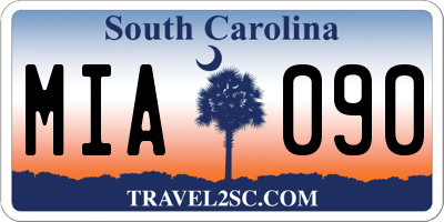 SC license plate MIA090