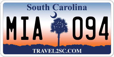 SC license plate MIA094