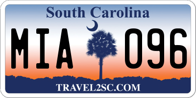SC license plate MIA096