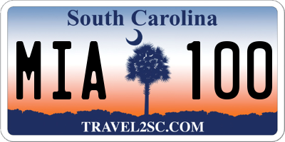 SC license plate MIA100