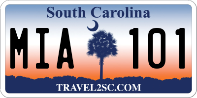 SC license plate MIA101