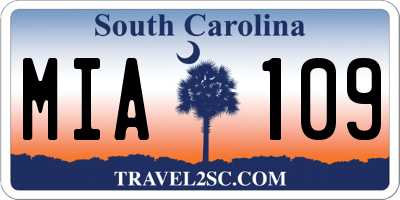 SC license plate MIA109