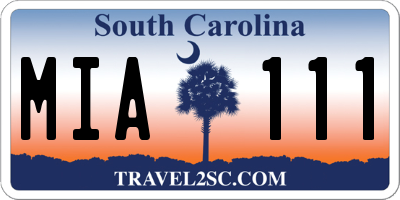 SC license plate MIA111