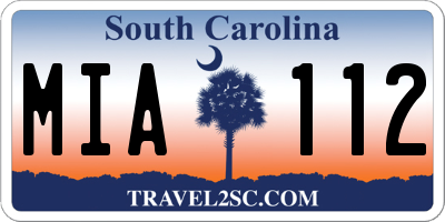 SC license plate MIA112