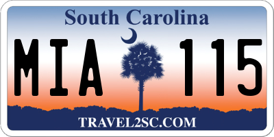 SC license plate MIA115