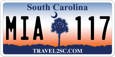 SC license plate MIA117