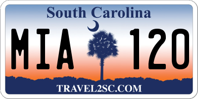 SC license plate MIA120