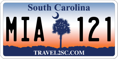 SC license plate MIA121