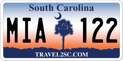 SC license plate MIA122