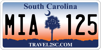 SC license plate MIA125