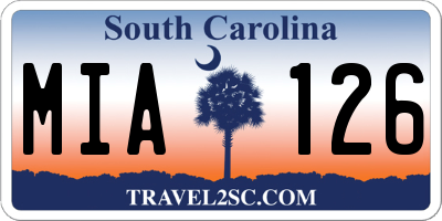 SC license plate MIA126