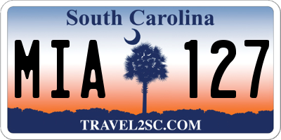 SC license plate MIA127