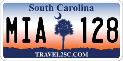 SC license plate MIA128
