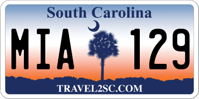 SC license plate MIA129