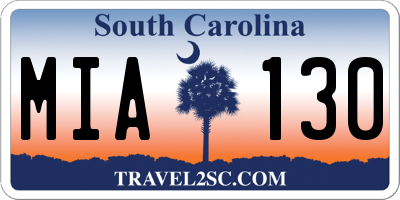 SC license plate MIA130