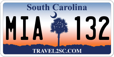 SC license plate MIA132