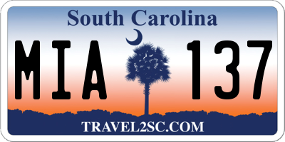 SC license plate MIA137