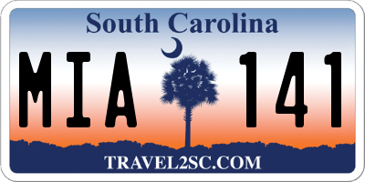 SC license plate MIA141