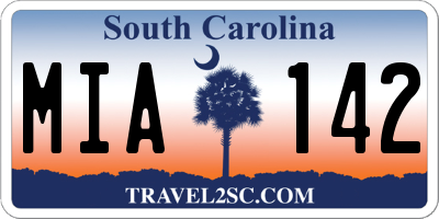 SC license plate MIA142