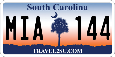 SC license plate MIA144