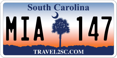 SC license plate MIA147