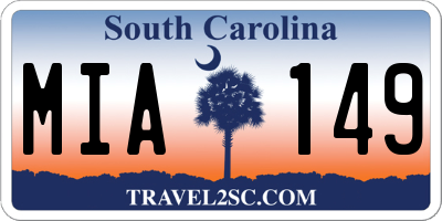 SC license plate MIA149