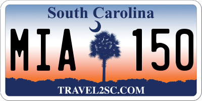SC license plate MIA150