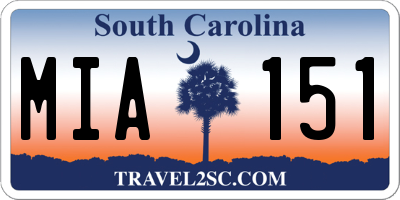 SC license plate MIA151