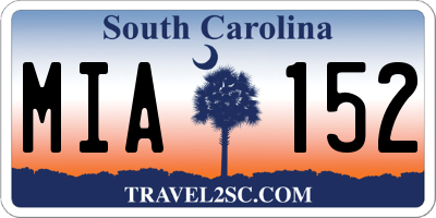 SC license plate MIA152